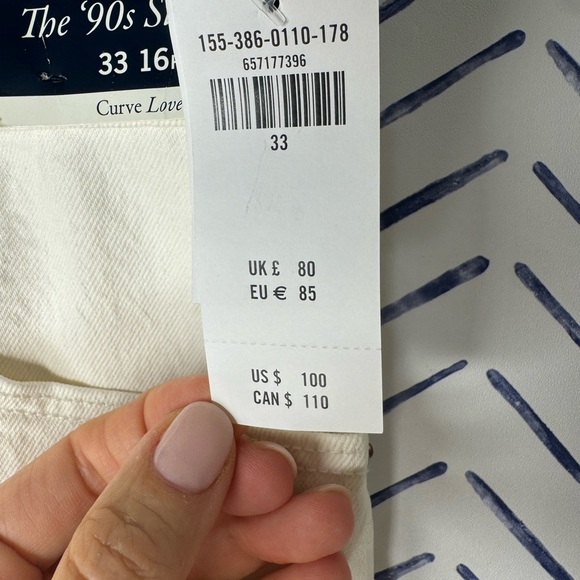 NWT Abercrombie 90’s Ultra High Rise Straight Winter White Cream Jean Size 33 - Picture 4 of 5